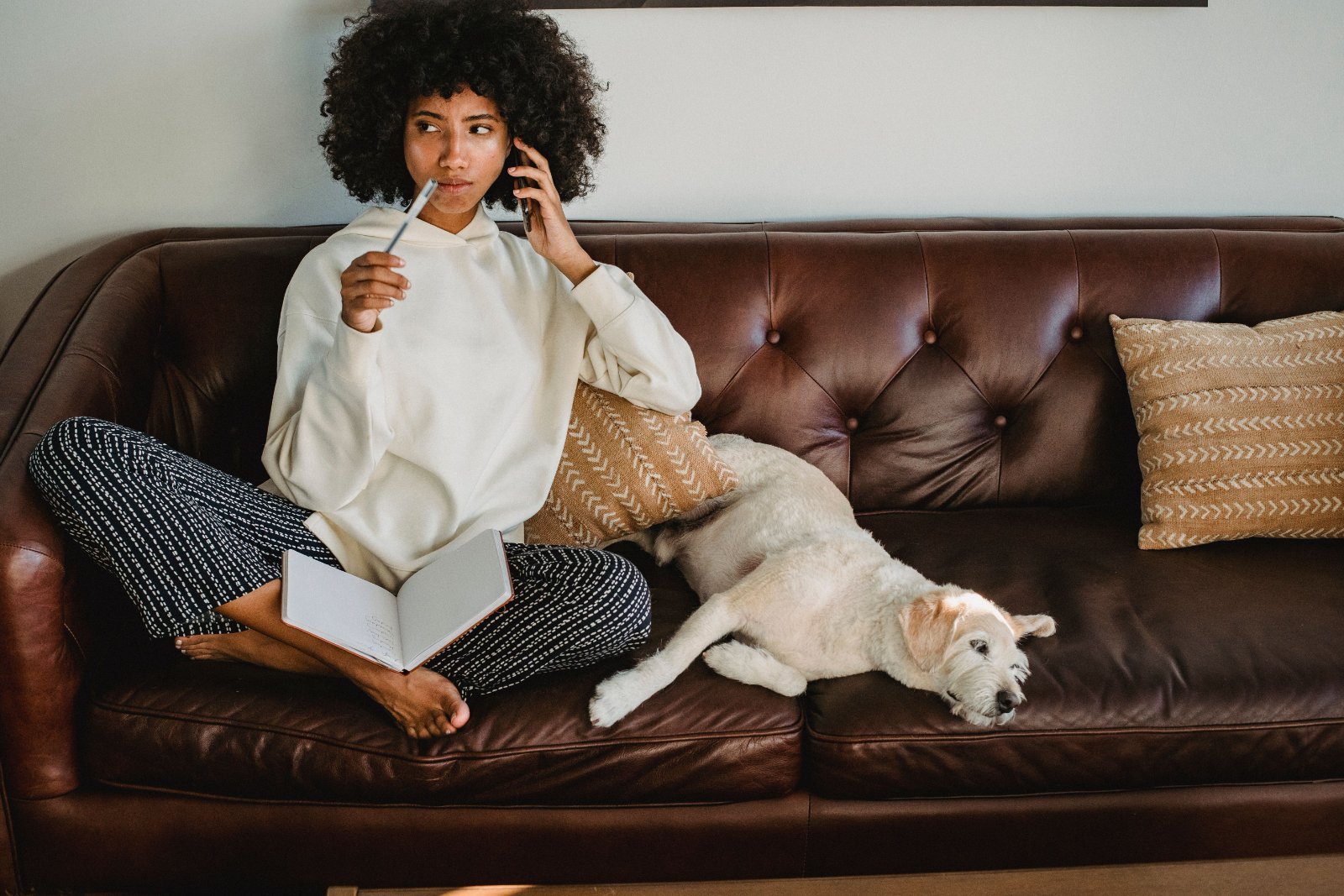 A woman setting boundaries in a conversation.